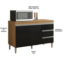Ver imagem 3 de Multiuso Balcão Gabinete Andreia S/tampo 120cm 2 Portas 3 Gavetas Amendoa - Ajl Móveis Balcão Gabine