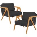 Ver imagem 1 de Kit 2 Poltronas Decorativa para Sala Estar Pietra Estrutura de Madeira L02 Suede Preto - Lyam