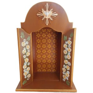 Oratório Capela Porta Fixa Para Imagens De Até 22cm -  MARROM - Coleção Congonhas