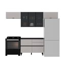 Ver imagem 2 de Cozinha Modulada 4 Peças 6 Portas 4 Gavetas MDF Dodradiça Slow Motion Lúmina Itatiaia Grafite/Fendi Cinza