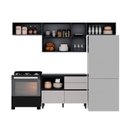 Ver imagem 4 de Cozinha Modulada 4 Peças 6 Portas 4 Gavetas MDF Dodradiça Slow Motion Lúmina Itatiaia Grafite/Fendi Cinza