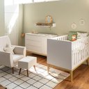 Ver imagem 1 de Kit Quarto Theo com Pés Square Natural - Berço + Cômoda 3 Gavetas e 1 Porta + Poltrona de Amamentaçã