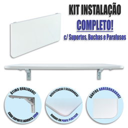 Mesa Dobrável - 91,5x40 - Cozinha, Quarto, Sala - Multiuso (cor Branca) - 2