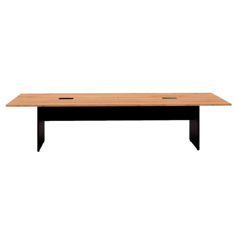 Mesa de Reunião 2,50m X 1,20m Escritório Corporativo Cor:carvalho Treviso com Preto