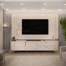 Rack Com Painel Celine Para TV Até 75 Polegadas 2 Portas 2 Gavetas LED Off White- DJ Móveis Bancada  - 2