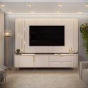 Ver imagem 2 de Rack Com Painel Celine Para TV Até 75 Polegadas 2 Portas 2 Gavetas LED Off White- DJ Móveis Bancada
