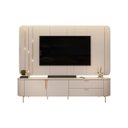 Ver imagem 3 de Rack Com Painel Celine Para TV Até 75 Polegadas 2 Portas 2 Gavetas LED Off White- DJ Móveis Bancada 