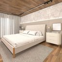 Ver imagem 5 de Cama King com Cabeceira Estofada e 2 Mesas com Gavetas Mdf Cor:veludo Creme com Luna