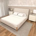 Ver imagem 1 de Cama King com Cabeceira Estofada e 2 Mesas com Gavetas Mdf Cor:veludo Creme com Luna