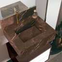 Ver imagem 1 de Bancada em Porcelanato para Banheiro 60cm Max com Cuba Esculpida 