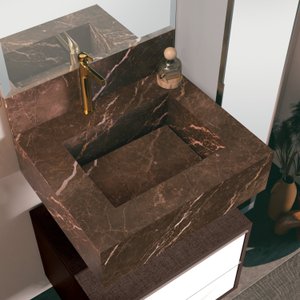 Bancada em Porcelanato para Banheiro 60cm Max com Cuba Esculpida 