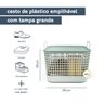 Cesto de Plástico Grande Telado com Tampa Alças Oikos - 3