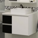 Ver imagem 2 de Kit Gabinete Mdf com Cuba e Espelheira 0,60m para Banheiro:branco/preto