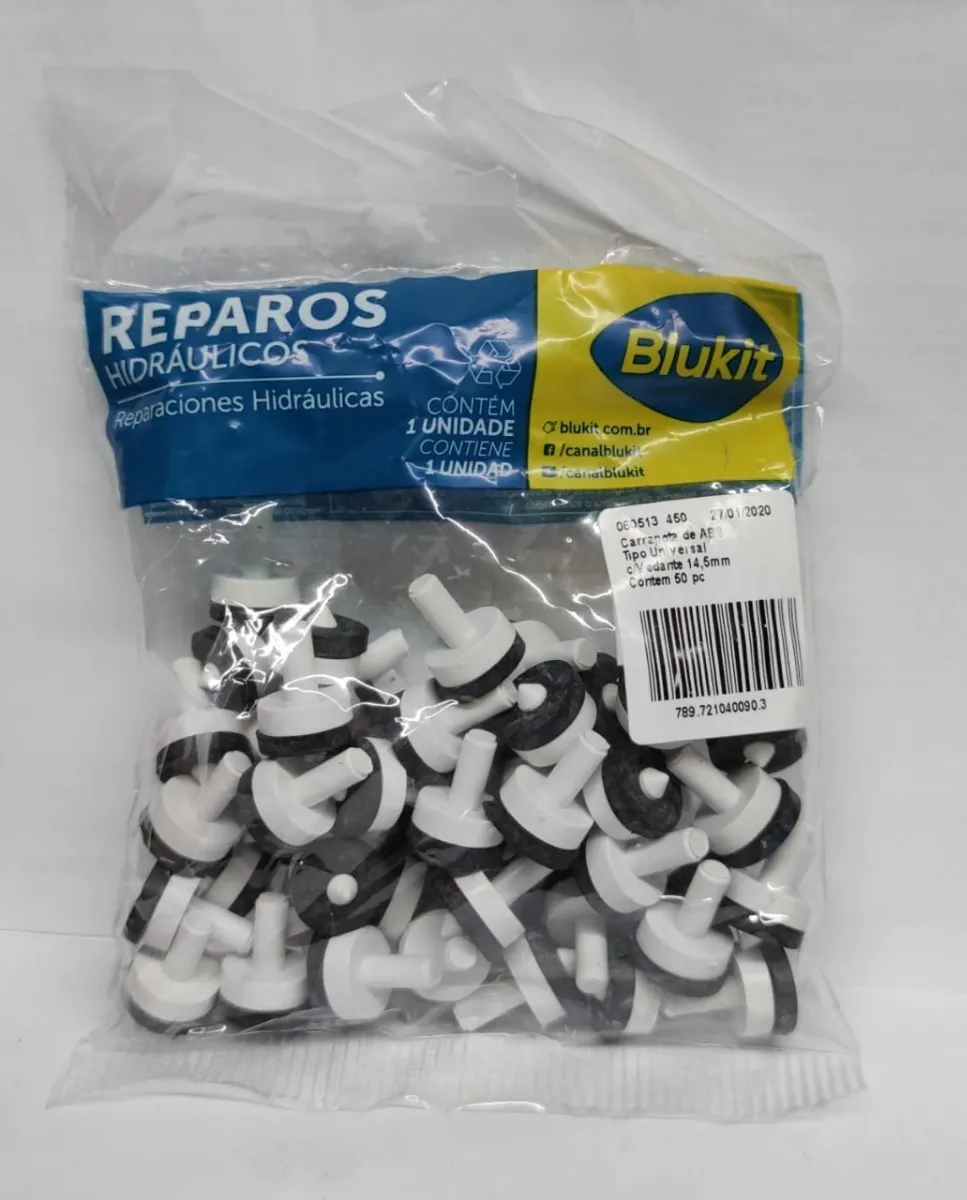 KIT 50 VEDANTE NITRILICO CARRAPETA PARA REPARO REGISTRO TORNEIRA 14,5MM BLUKIT - 1