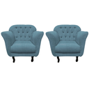 Ver imagem 3 de Kit 2 Poltronas Decorativa Dália Linho Azul Pés Madeira Mz Decor