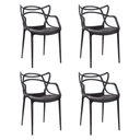 Ver imagem 1 de Kit 4 Cadeiras de Jantar Super Resistente e Empilhável Garden Life Cor Preto