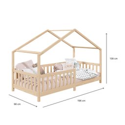 Cama Montessoriana Madeira Maciça Casa com Estrado Lisan Natural - 4