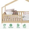 Cama Montessoriana Madeira Maciça Casa com Estrado Lisan Natural Idimex - 3