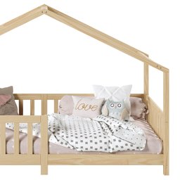 Cama Montessoriana Madeira Maciça Casa com Estrado Lisan Natural - 7