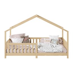 Cama Montessoriana Madeira Maciça Casa com Estrado Lisan Natural - 9
