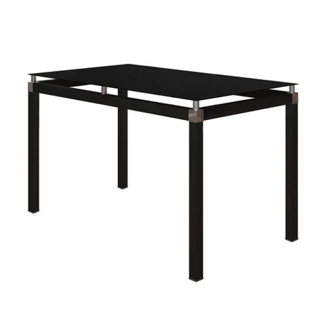 Mesa Malva 107x70 cm Com Tampo De Vidro Temperado Preto Artefamol