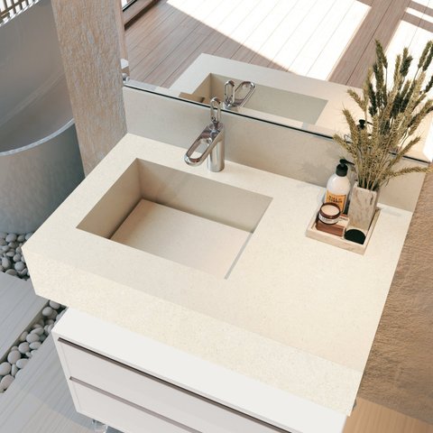 Bancada em Porcelanato para Banheiro 80cm Max com Cuba Esculpida Yescasa