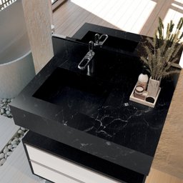 Bancada em Porcelanato para Banheiro 80cm Max com Cuba Esculpida  - 1