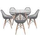 Ver imagem 2 de Kit Mesa Eames Vidro 110cm + 5 Cadeiras Kaila Dsw - Seat&Co