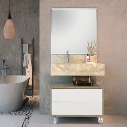 Bancada em Porcelanato para Banheiro 80cm Max com Cuba Esculpida  - 4