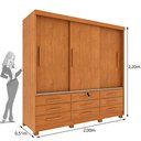 Ver imagem 3 de Guarda Roupa Casal com Pés 3 Portas de Correr 9 Gavetas 199cm Chicago Bege/Cinamomo