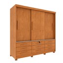 Ver imagem 2 de Guarda Roupa Casal com Pés 3 Portas de Correr 9 Gavetas 199cm Chicago Bege/Cinamomo