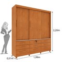 Ver imagem 3 de Guarda Roupa Casal com pés 3 Portas de Correr 9 Gavetas 199cm Chicago  