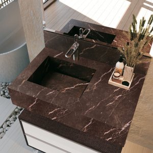 Bancada em Porcelanato para Banheiro 80cm Max com Cuba Esculpida 