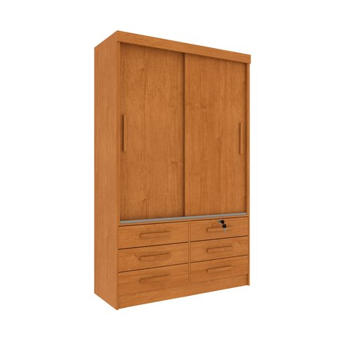 Guarda Roupa Solteiro 2 Portas 6 Gavetas 133cm Chicago  