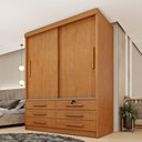 Ver imagem 1 de Guarda Roupa Solteiro 2 Portas 6 Gavetas 133cm Chicago Bege/Cinamomo