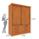 Ver imagem 3 de Guarda Roupa Solteiro 2 Portas 6 Gavetas 133cm Chicago Bege/Cinamomo