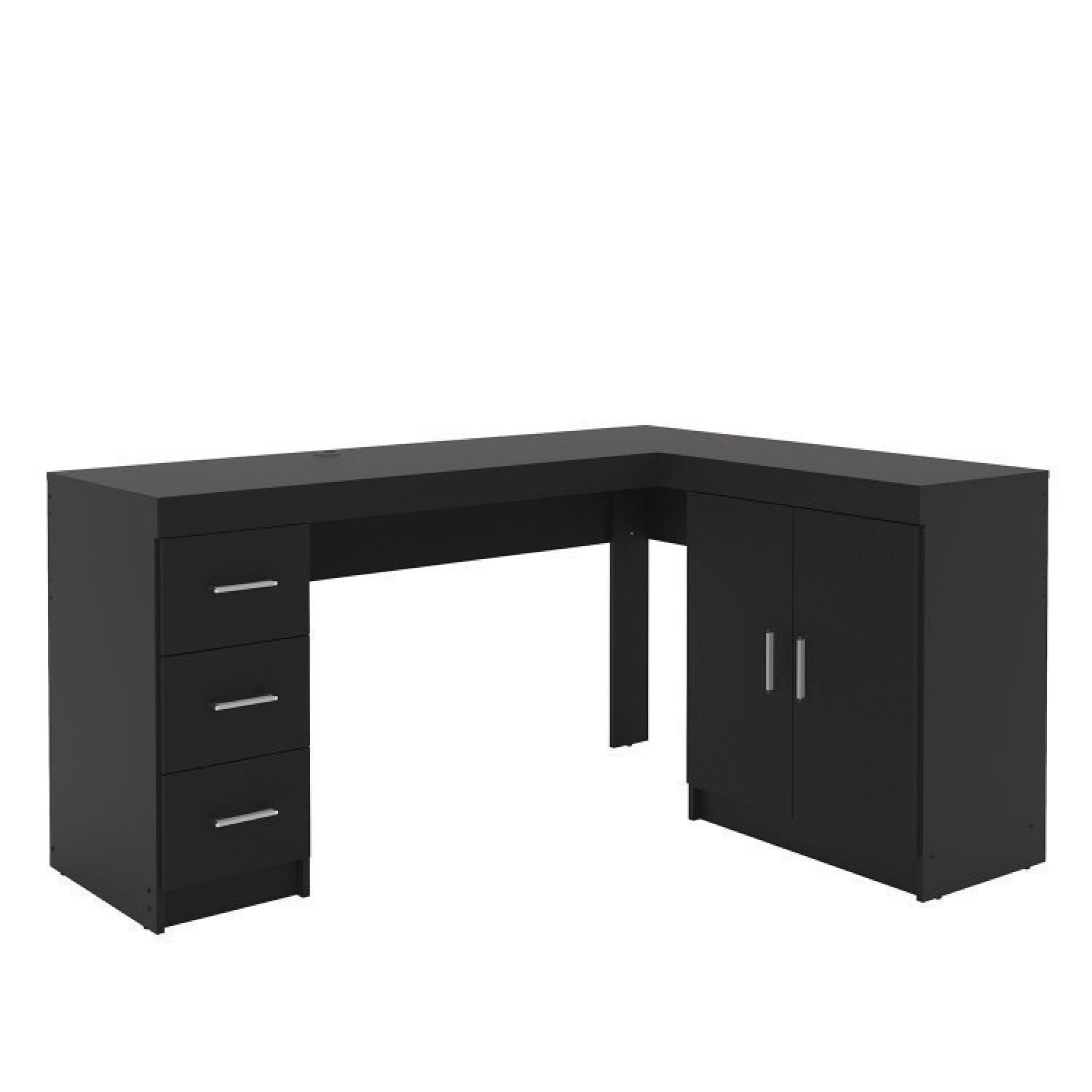 Conjunto Home Office 2 Peças com Mesa em L 2 Portas 3 Gavetas e Estante Livreiro Itapeva Politorno - 3