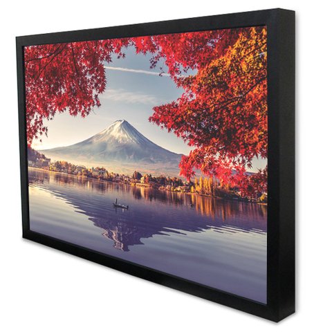 Quadro Decorativo Caixa Alta com Vidro As Margens do Monte Fuji Japão TaColado Moldura Preta 120 x 8