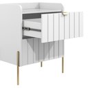 Ver imagem 6 de Mesinha de Canto Branco para Quarto Estilo Europeu Classico Moriah 45cm Pes e Puxadores Aço Dourado
