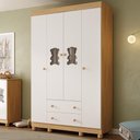 Ver imagem 1 de Guarda-roupa Infantil 122cm 4 Portas e 2 Gavetas Fofura Multimóveis Mp4483 Madeirado/branco