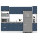 Ver imagem 2 de Cozinha Amara 5 Peças Armários Aéreos Torre Quente Paneleiro Balcão Rodapé Branco/Azul 250086