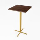 Ver imagem 1 de Mesa Alta Bistrô Quadrada 100x50cm Dourada Tampo Imbuia Industrial Don Castro Decor Industrial Premi