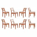 Ver imagem 1 de Kit 8 Cadeiras Madeira Maciça com Estofado e Fibra Natural Rattan Maya Yescasa Marrom/Champagne/Bege