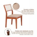 Ver imagem 6 de Kit 8 Cadeiras Madeira Maciça com Estofado e Fibra Natural Rattan Maya Yescasa Marrom/Champagne/Bege