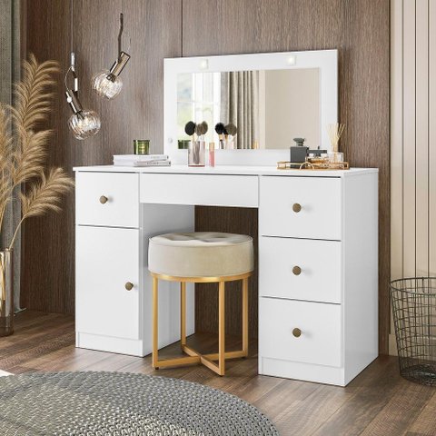 Penteadeira Camarim com Espelho Branco Sonhos Moval