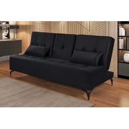Sofá Cama Solteiro Colorado Reclinável 3 Posições em Suede: Preto - 2