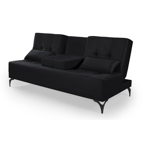 Sofá Cama Solteiro Colorado Reclinável 3 Posições em Suede: Preto