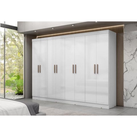 Guarda-roupa Casal 8 Portas 4 Gavetas Paris Branco