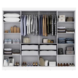 Guarda-roupa Casal 8 Portas 4 Gavetas Paris Branco - 3