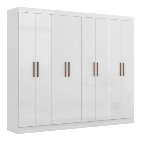Guarda-roupa Casal 8 Portas 4 Gavetas Paris Branco